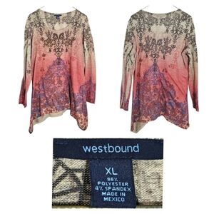 Westbound Pink and Blue Patterned Blouse